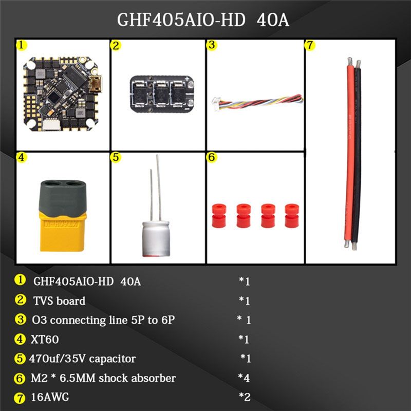 Drone Racing Flight Controller - ABTI-GHF405AIO-HD 40A AIO Плата управления полетом